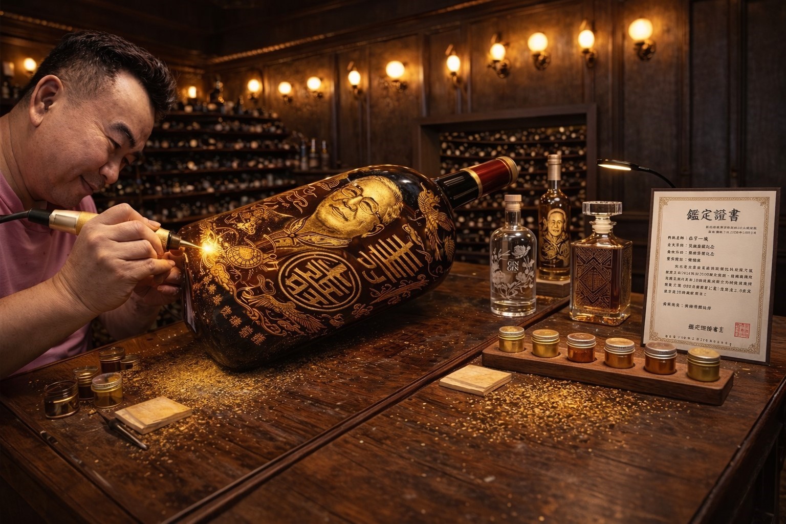 邱允文大師-人像雕刻酒鑑定級瓶雕作品